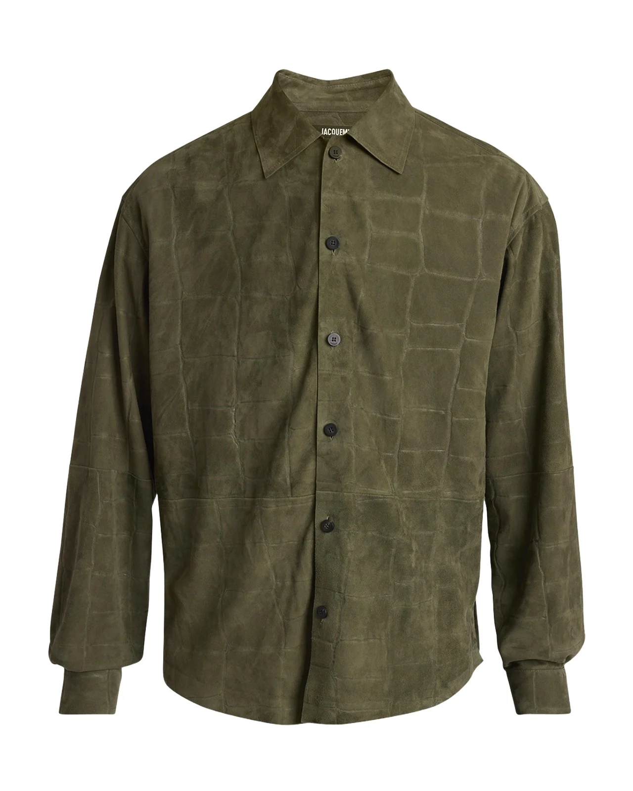 Jacquemus Men's Croc-Embossed Leather Sport Shirt