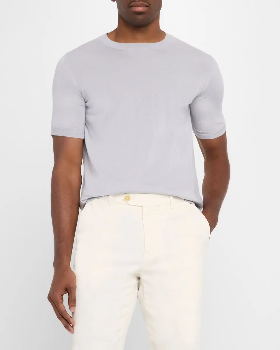 Isaia Men's Luxe Crew Knit Shirt | Thumbnail 4 Isaia Men's Luxe Crew Knit Shirt | Thumbnail 4