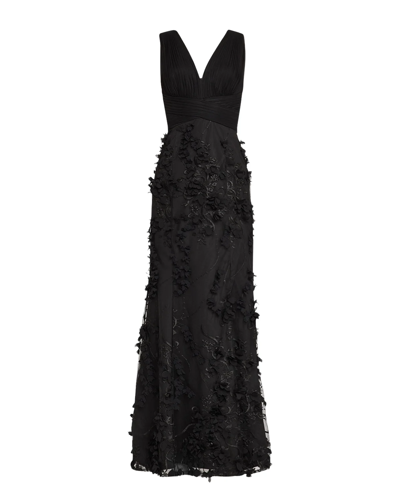 Aidan Mattox Embroidered Floral Applique Gown