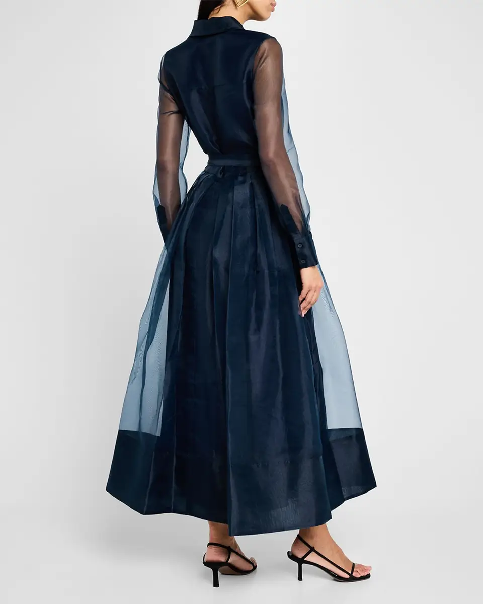 Simkhai Montgomery Pleated Organza Maxi Shirtdress | Thumbnail 3 Simkhai Montgomery Pleated Organza Maxi Shirtdress | Thumbnail 3