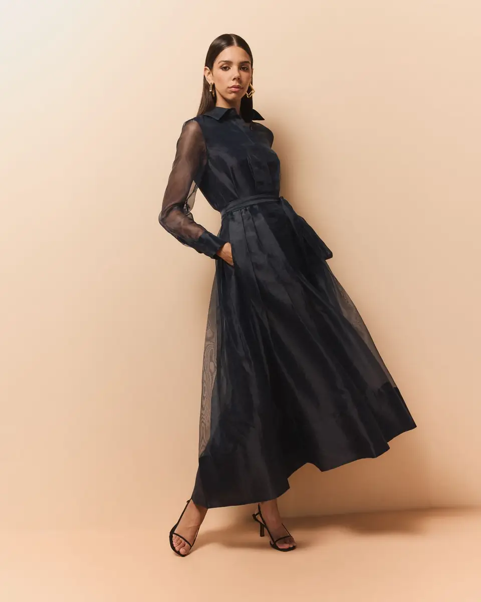 Simkhai Montgomery Pleated Organza Maxi Shirtdress | Thumbnail 5 Simkhai Montgomery Pleated Organza Maxi Shirtdress | Thumbnail 5