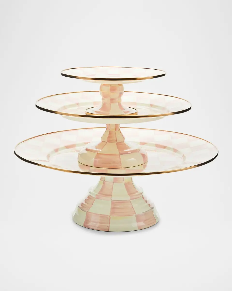 MacKenzie-Childs Rosy Check Pedestal Platter, Mini | Thumbnail 2 MacKenzie-Childs Rosy Check Pedestal Platter, Mini | Thumbnail 2