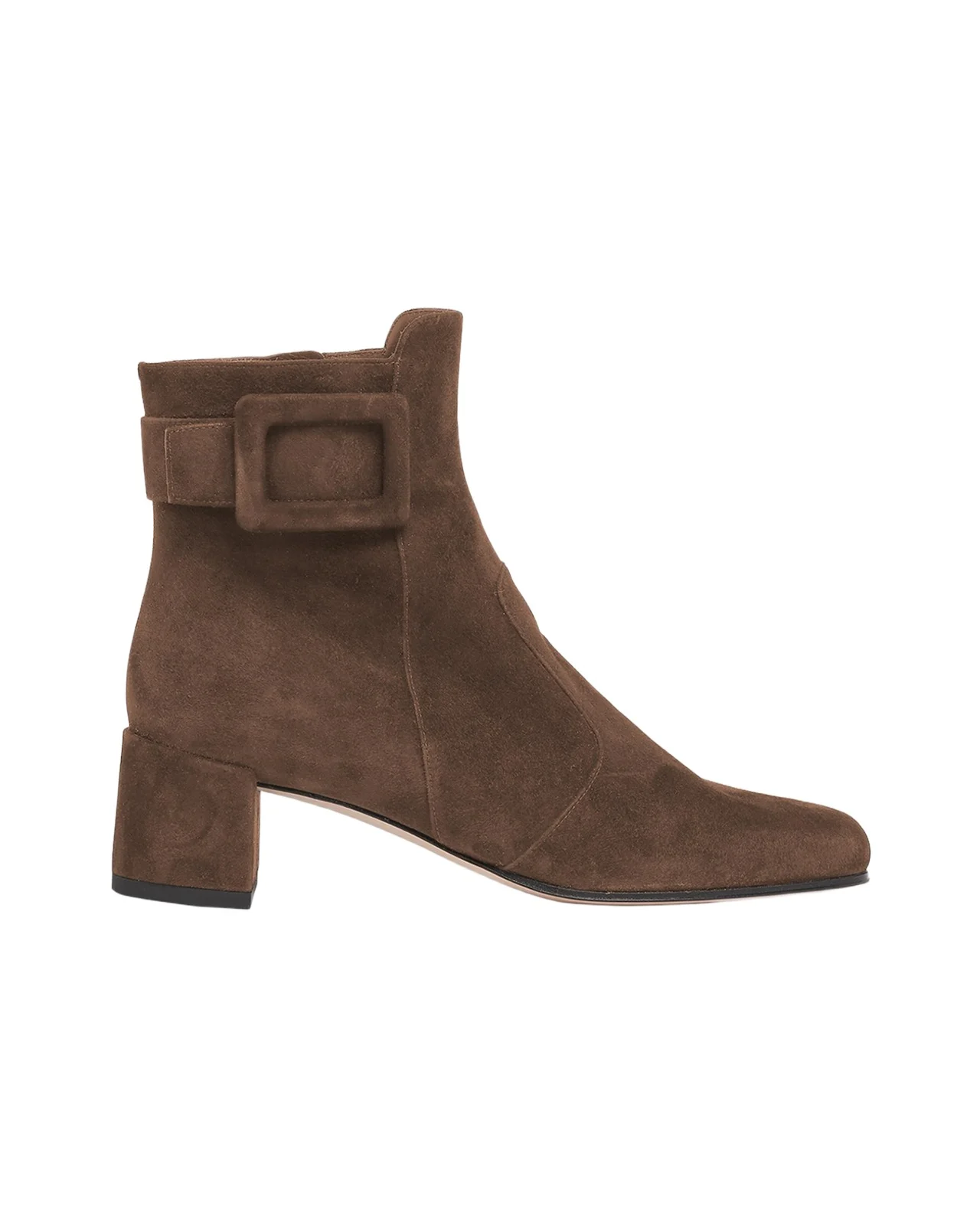 Roger Vivier Tres Vivier Suede Buckle Ankle Booties
