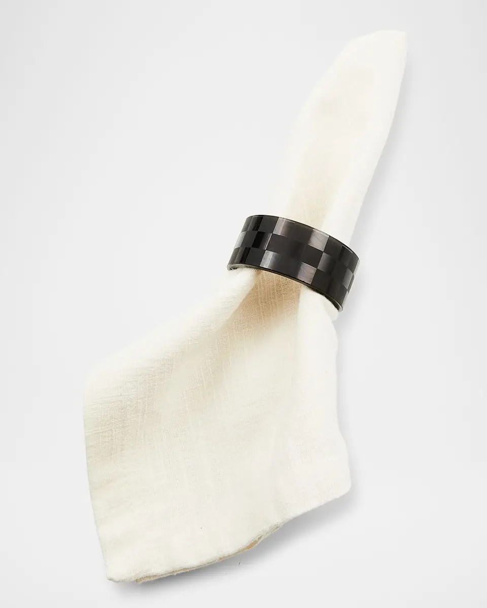 MacKenzie-Childs Black Check Napkin Ring, Set of 4 | Thumbnail 2 MacKenzie-Childs Black Check Napkin Ring, Set of 4 | Thumbnail 2