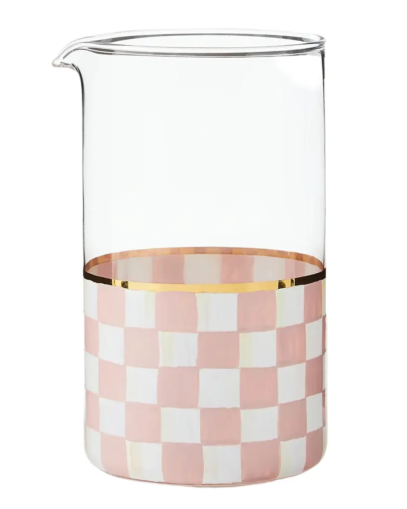 MacKenzie-Childs Rosy Check Mixing Glass | Image 1 MacKenzie-Childs Rosy Check Mixing Glass | Image 1