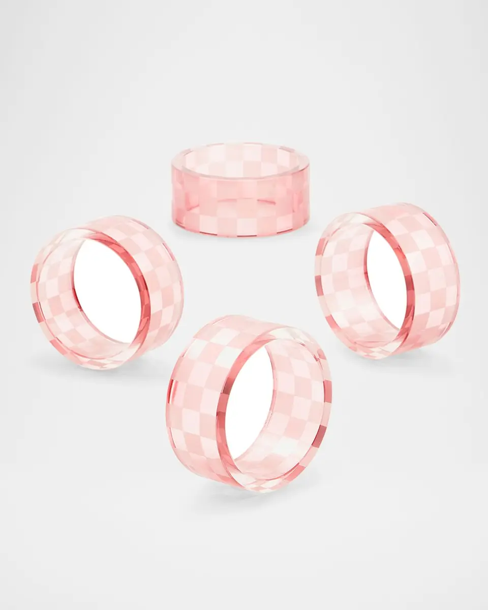 MacKenzie-Childs Pink Check Napkin Rings, Set of 4 | Thumbnail 3