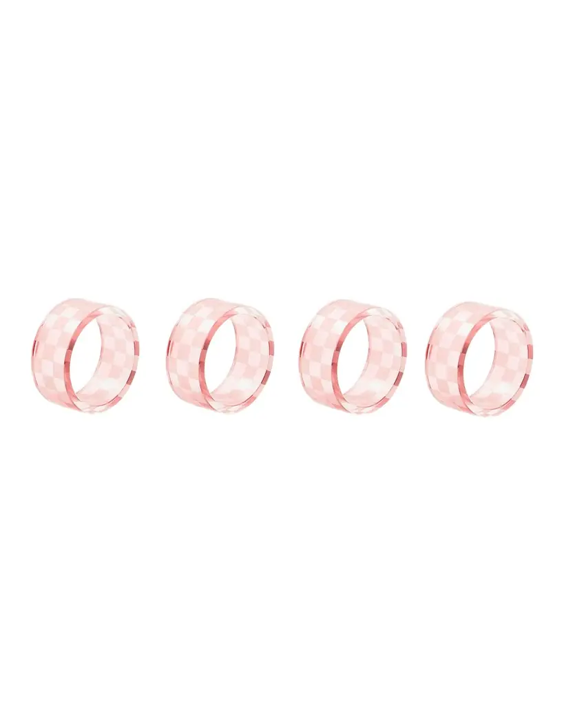MacKenzie-Childs Pink Check Napkin Rings, Set of 4