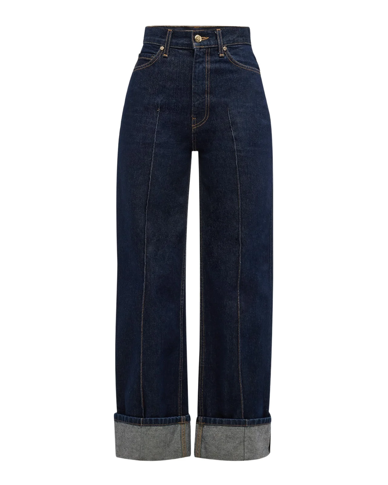 The Genevieve Topstitched Wide-Leg Denim Jeans