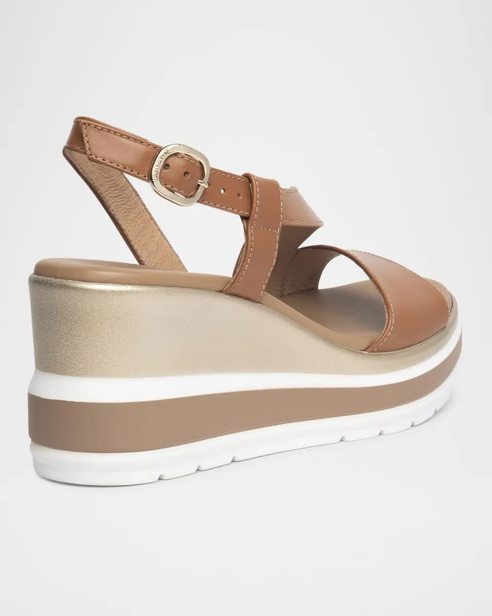 NeroGiardini Leather Wedge Slingback Sandals | Thumbnail 3 NeroGiardini Leather Wedge Slingback Sandals | Thumbnail 3