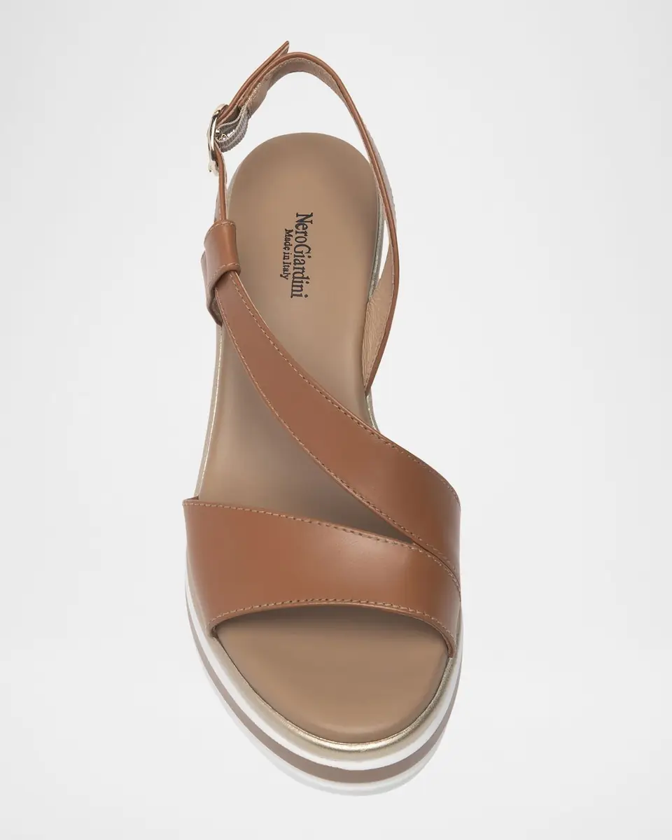 NeroGiardini Leather Wedge Slingback Sandals | Thumbnail 5 NeroGiardini Leather Wedge Slingback Sandals | Thumbnail 5