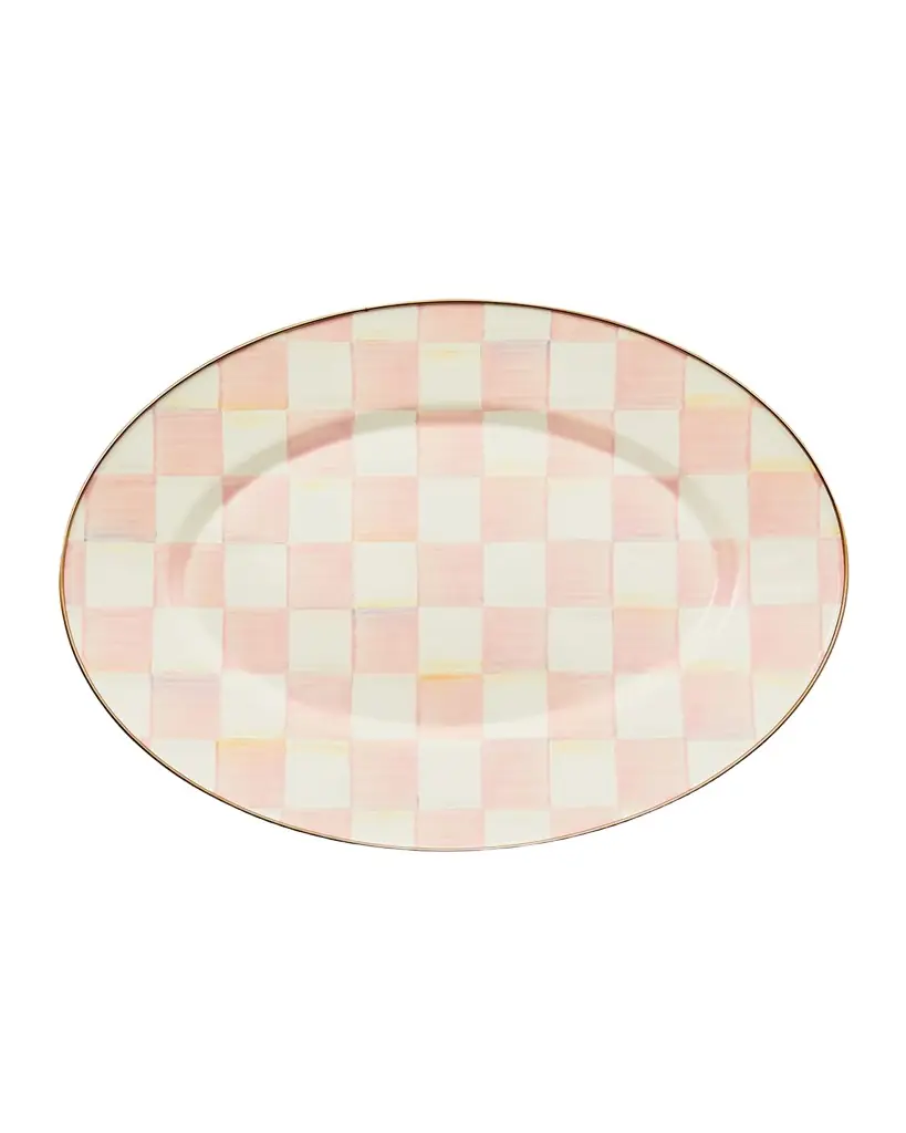 MacKenzie-Childs Rosy Check Small Oval Platter