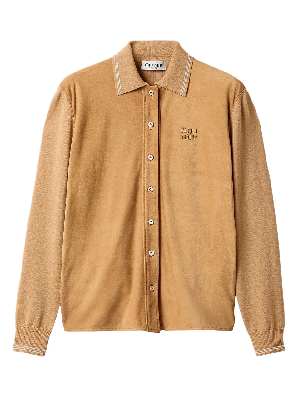 Miu Miu Women's Wool and Suede Shirt - Brown