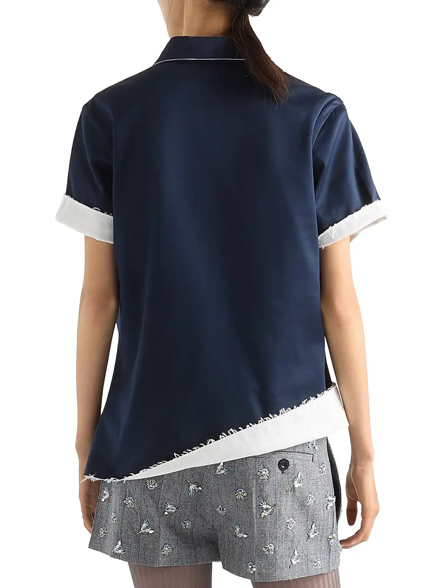 Prada Women's Lisle Cotton Polo Shirt - Blue | Thumbnail 3 Prada Women's Lisle Cotton Polo Shirt - Blue | Thumbnail 3