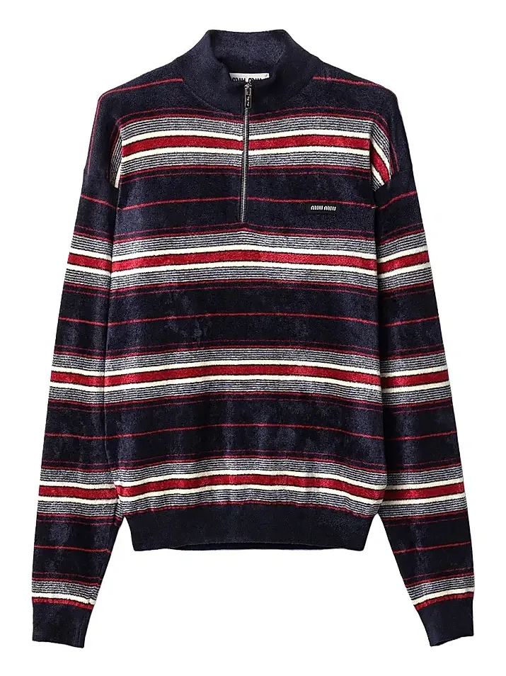 Miu Miu Women's Chenille Half-Zipper Sweater