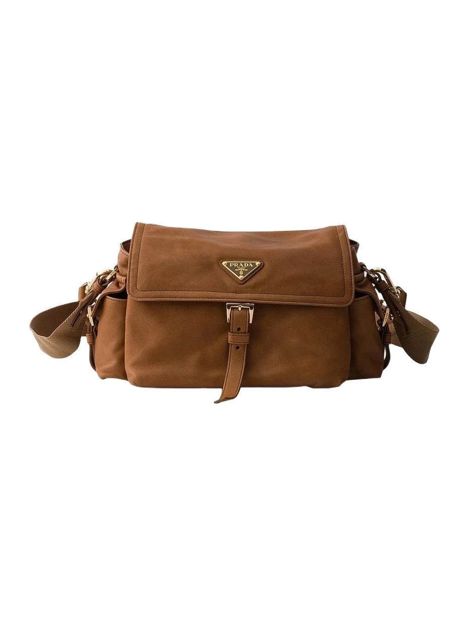Prada Women's Medium Explore Nappa Leather Shoulder Bag with Flap - Medium Brown