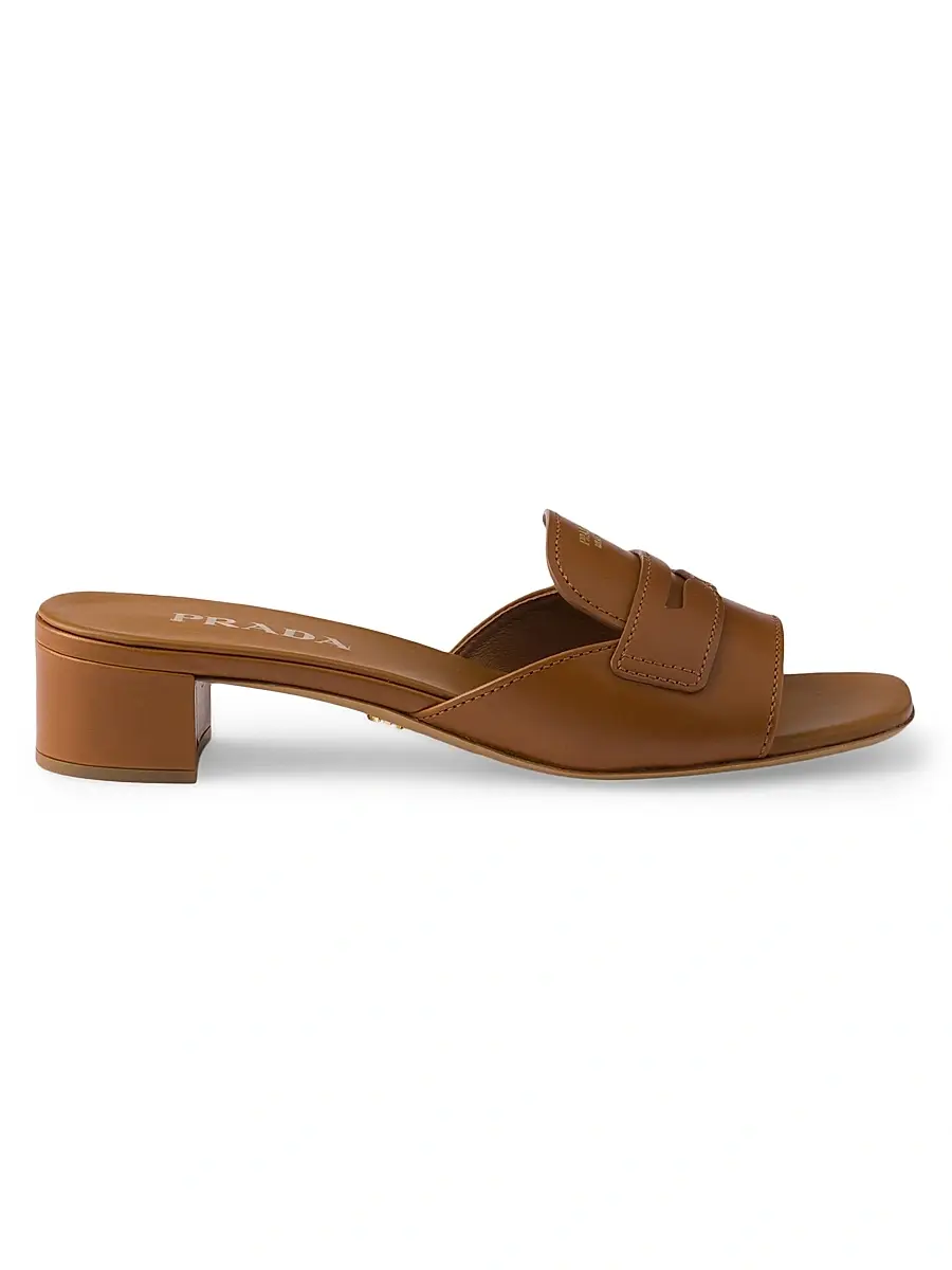 Prada Women's Leather Mules - Brown | Image 1 Prada Women's Leather Mules - Brown | Image 1