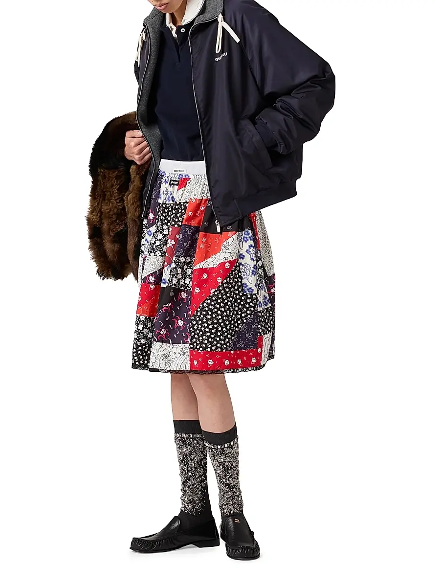 Miu Miu Women's Technical Gazar and Fleece Bomber Jacket | Thumbnail 5