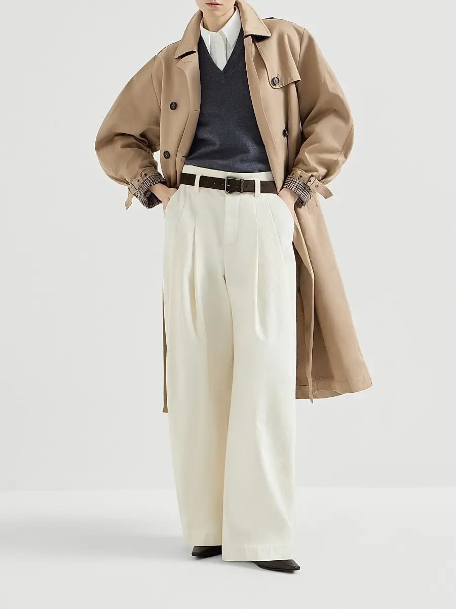 Brunello Cucinelli Women's Cotton and Linen Twill Trench Coat with Monili - Camel | Thumbnail 6 Brunello Cucinelli Women's Cotton and Linen Twill Trench Coat with Monili - Camel | Thumbnail 6