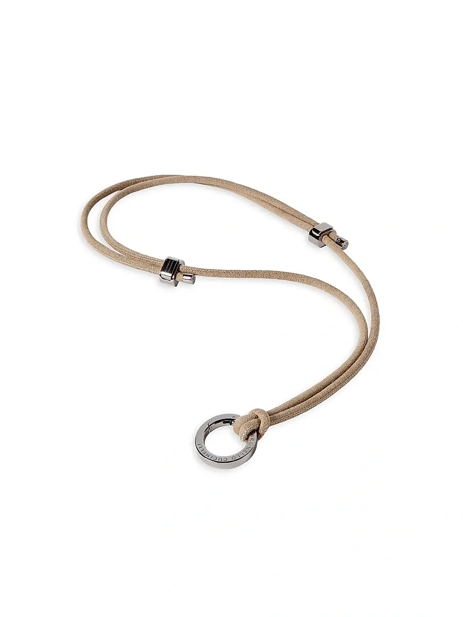 Brunello Cucinelli Women's Alcantara Glasses Cord with Monili - Beige | Thumbnail 2 Brunello Cucinelli Women's Alcantara Glasses Cord with Monili - Beige | Thumbnail 2