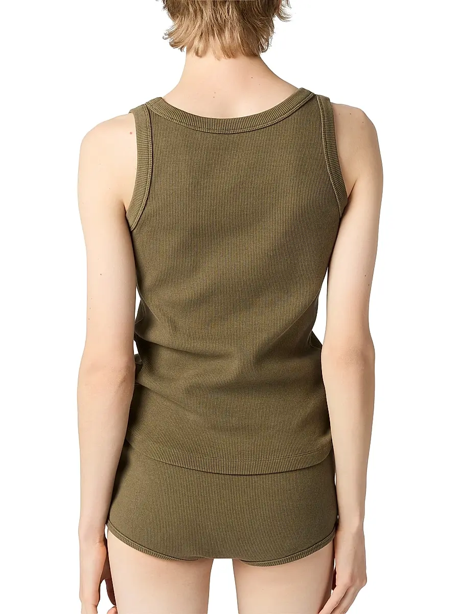 Miu Miu Women's Garment-Dyed Ribbed Knit Jersey Top | Thumbnail 4