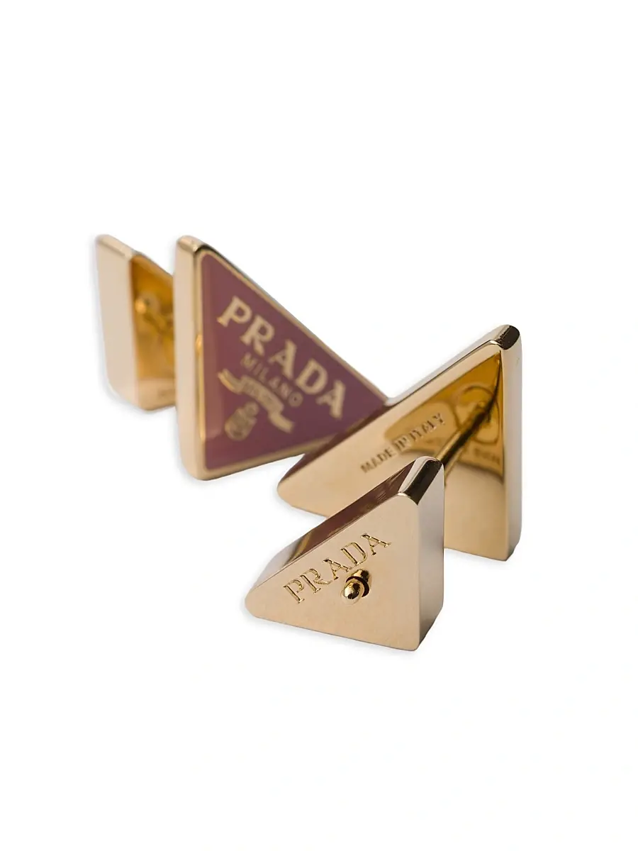 Prada Women's Enameled Metal Earrings - Pink Gold | Thumbnail 2 Prada Women's Enameled Metal Earrings - Pink Gold | Thumbnail 2