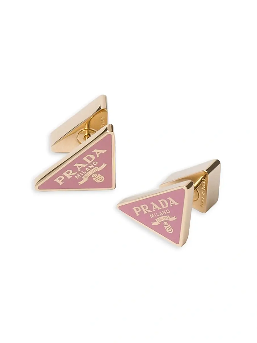 Prada Women's Enameled Metal Earrings - Pink Gold | Image 1 Prada Women's Enameled Metal Earrings - Pink Gold | Image 1