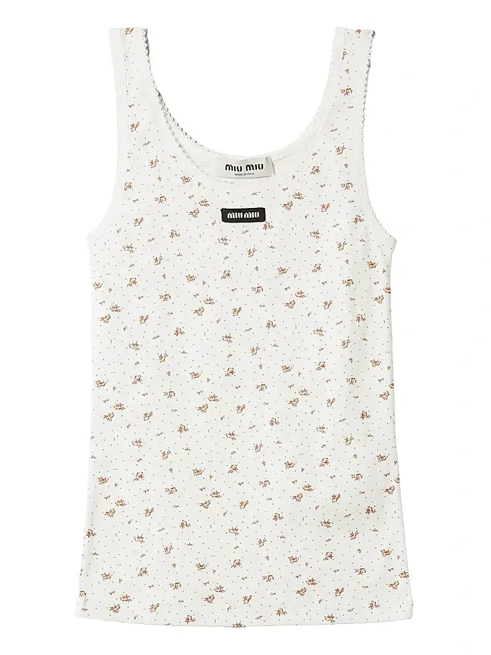 Miu Miu Women's Ribbed Jersey Tank Top