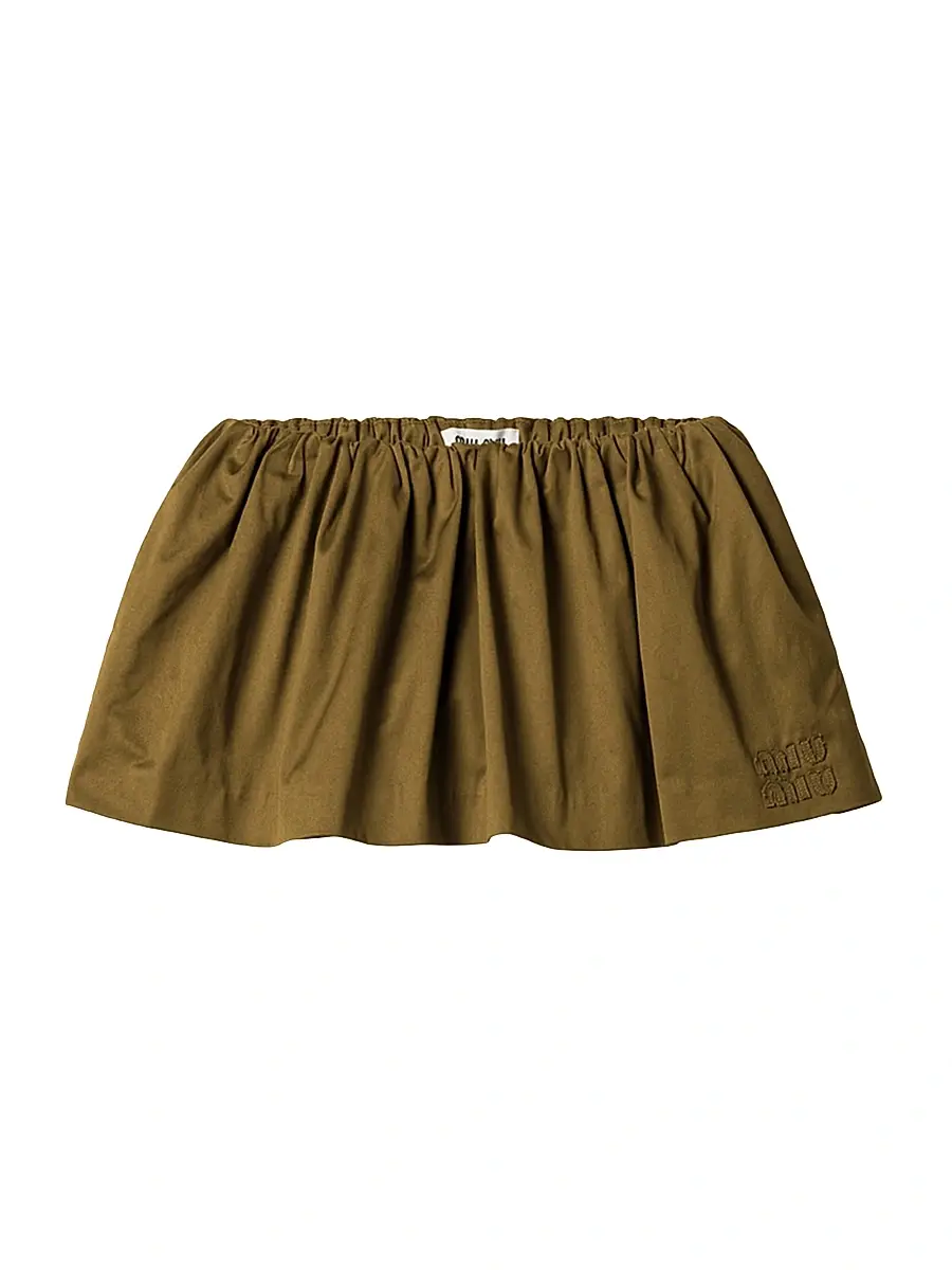 Miu Miu Women's Satin Cotton Miniskirt - Green | Image 1 Miu Miu Women's Satin Cotton Miniskirt - Green | Image 1