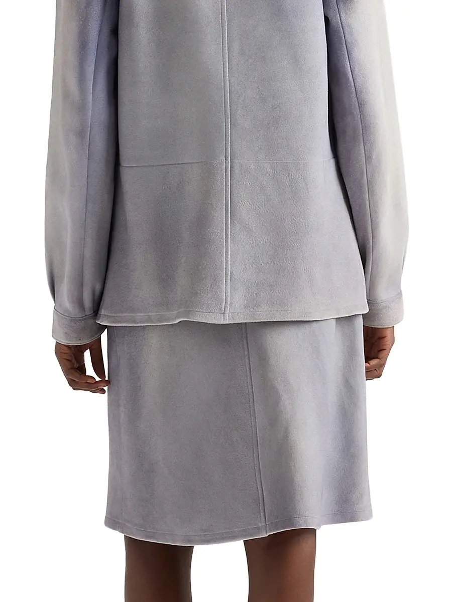 Prada Women's Buttoned Suede Skirt - Blue | Thumbnail 5 Prada Women's Buttoned Suede Skirt - Blue | Thumbnail 5