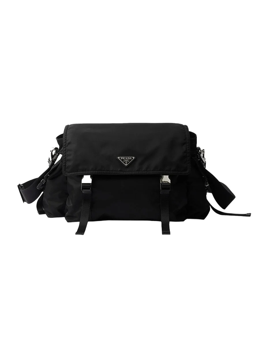 Prada Men's Explore Re-Nylon and Leather Bag - Black