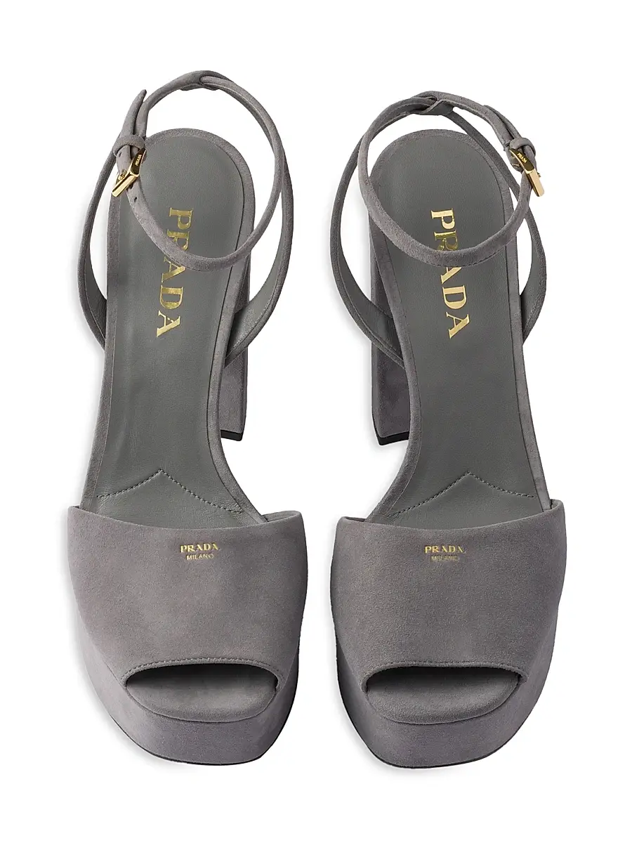Prada Women's Suede Platform Sandals | Thumbnail 2 Prada Women's Suede Platform Sandals | Thumbnail 2