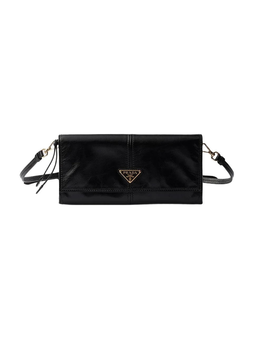 Women's Leather Wallet with Shoulder Strap - Black Women's Leather Wallet with Shoulder Strap - Black