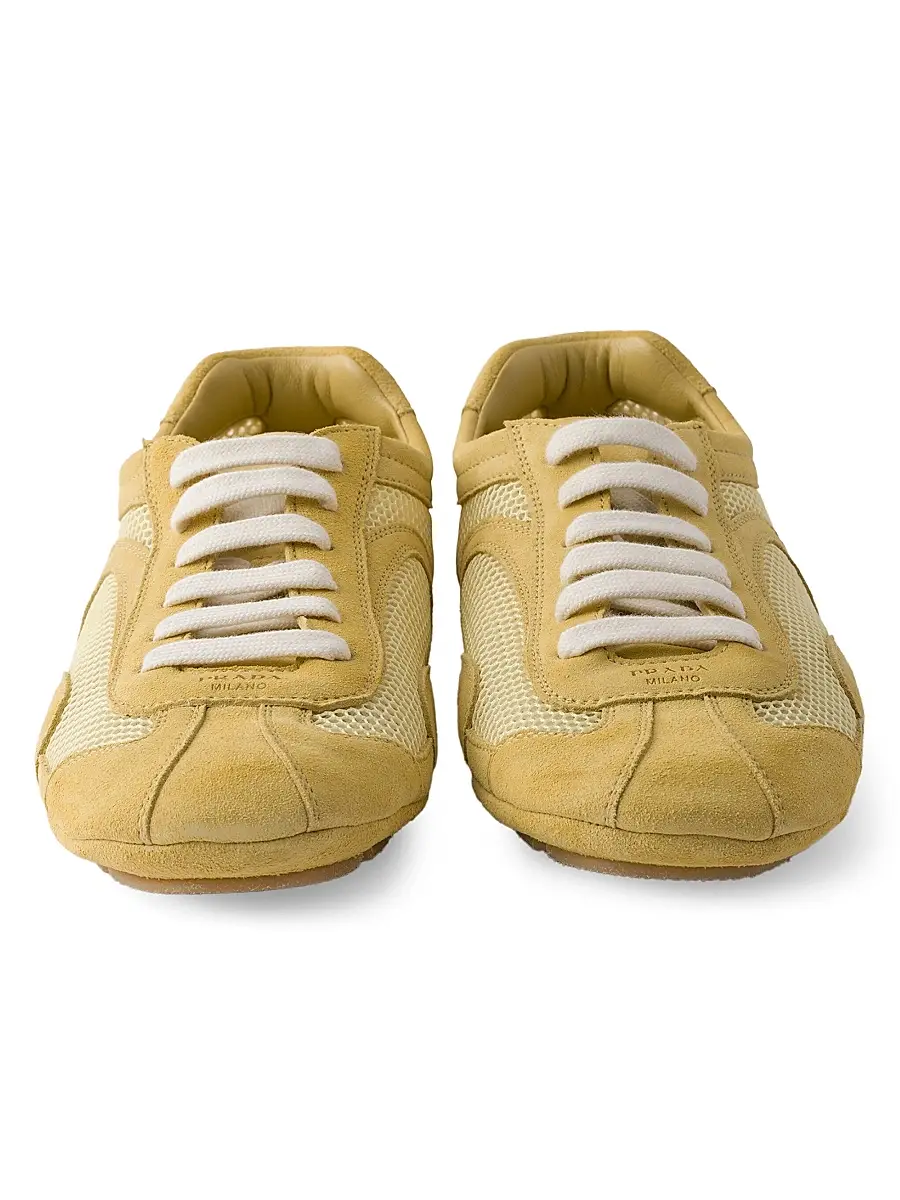 Prada Women's Montecarlo Suede and Mesh Sneakers - Yellow | Thumbnail 2