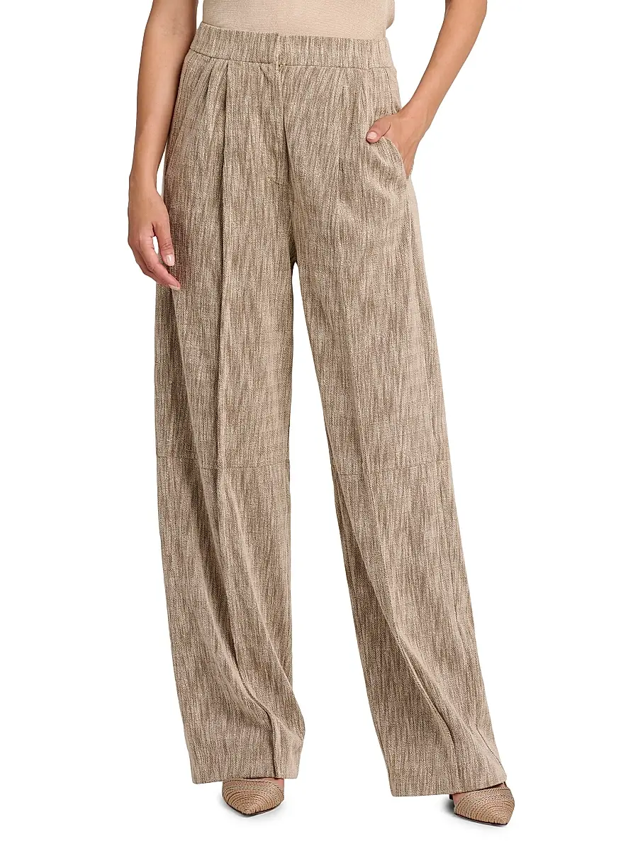 Giorgio Armani Women's Textured Cotton-Blend Trousers - Solid Light Pastel Brown | Thumbnail 3 Giorgio Armani Women's Textured Cotton-Blend Trousers - Solid Light Pastel Brown | Thumbnail 3