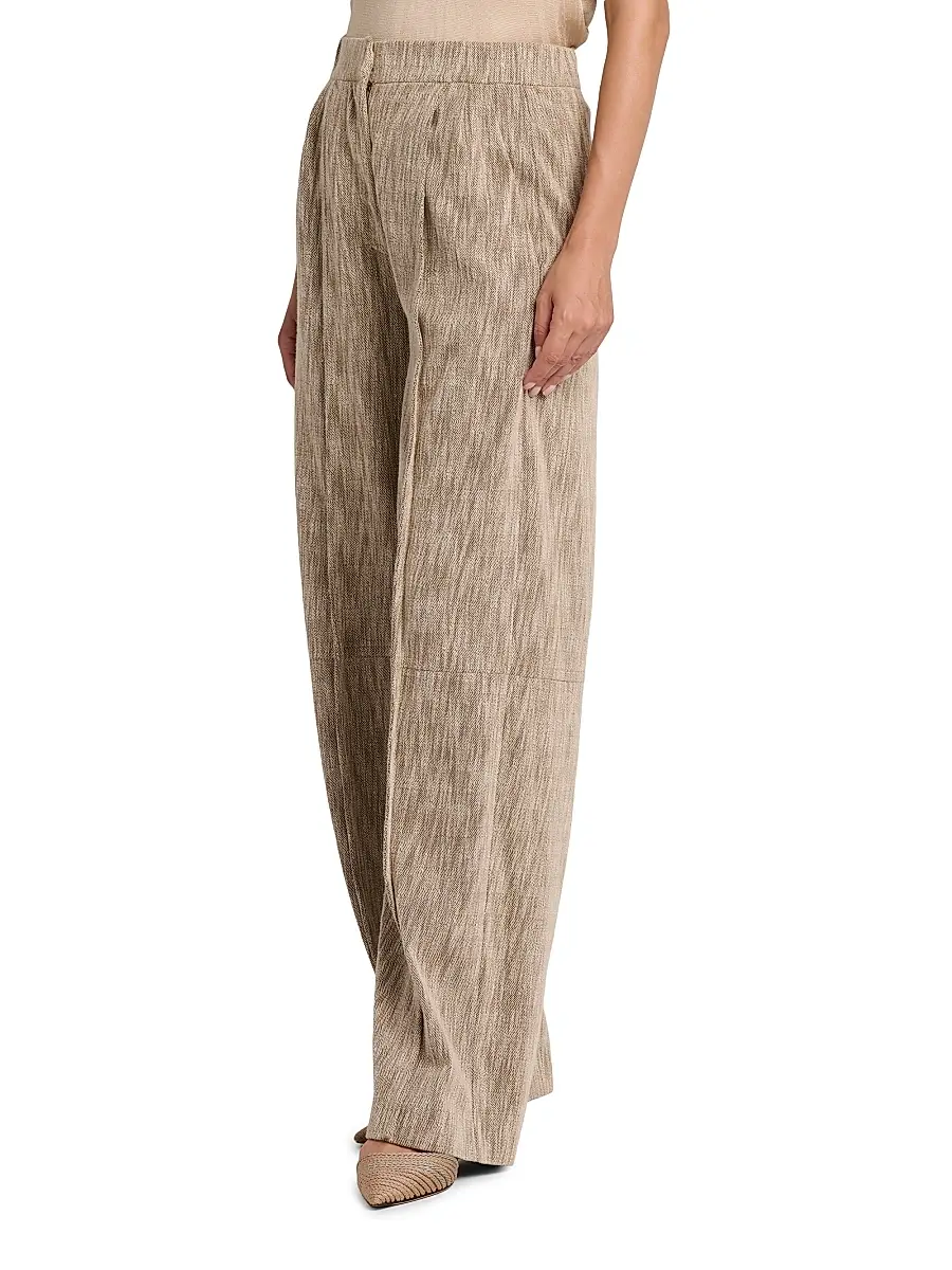 Giorgio Armani Women's Textured Cotton-Blend Trousers - Solid Light Pastel Brown | Thumbnail 4 Giorgio Armani Women's Textured Cotton-Blend Trousers - Solid Light Pastel Brown | Thumbnail 4