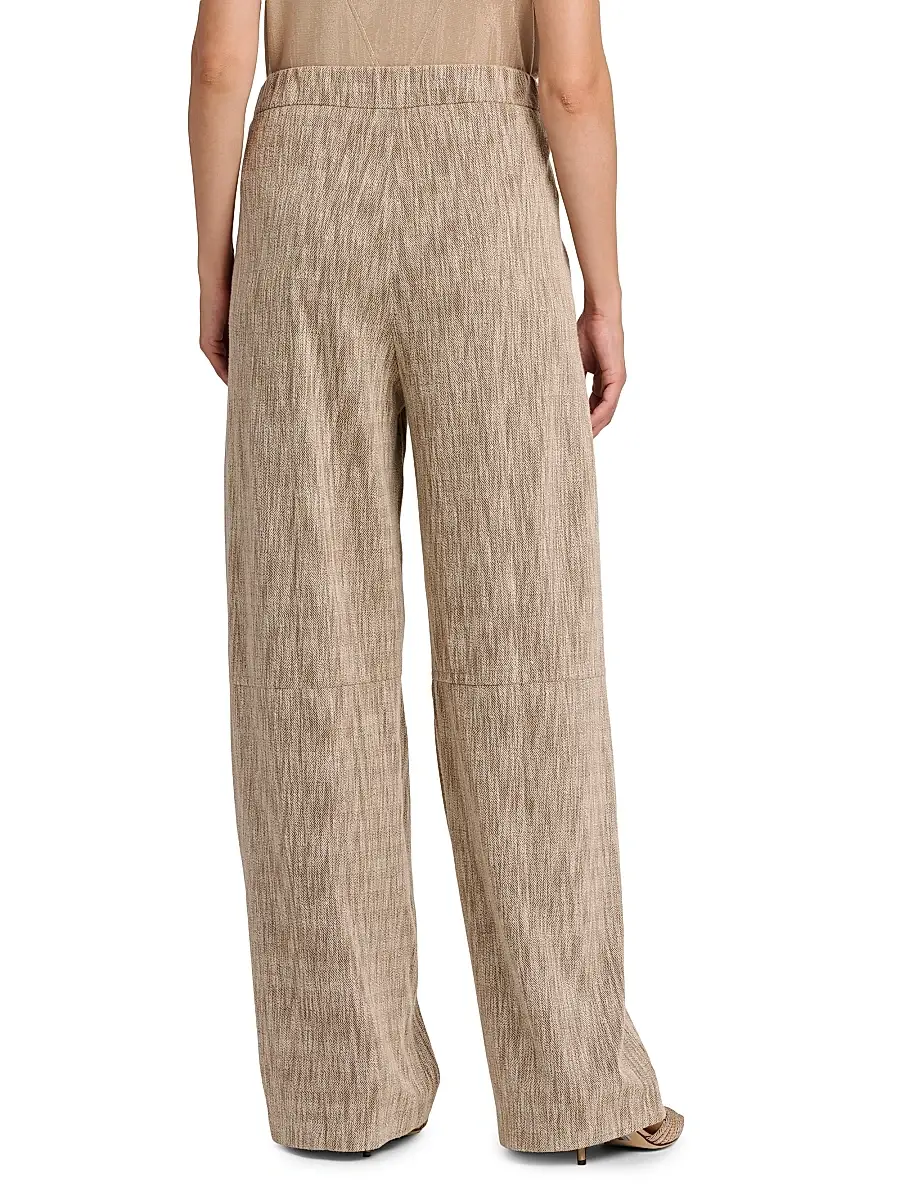 Giorgio Armani Women's Textured Cotton-Blend Trousers - Solid Light Pastel Brown | Thumbnail 5 Giorgio Armani Women's Textured Cotton-Blend Trousers - Solid Light Pastel Brown | Thumbnail 5