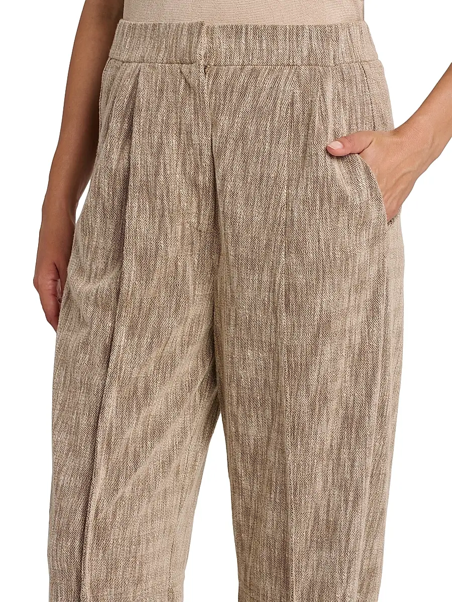 Giorgio Armani Women's Textured Cotton-Blend Trousers - Solid Light Pastel Brown | Thumbnail 6 Giorgio Armani Women's Textured Cotton-Blend Trousers - Solid Light Pastel Brown | Thumbnail 6