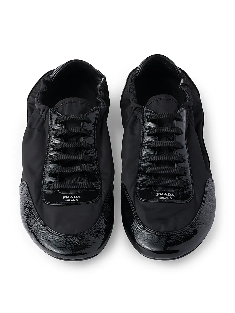 Prada Women's Collapse Re-Nylon and Leather Sneakers - Black | Thumbnail 2 Prada Women's Collapse Re-Nylon and Leather Sneakers - Black | Thumbnail 2