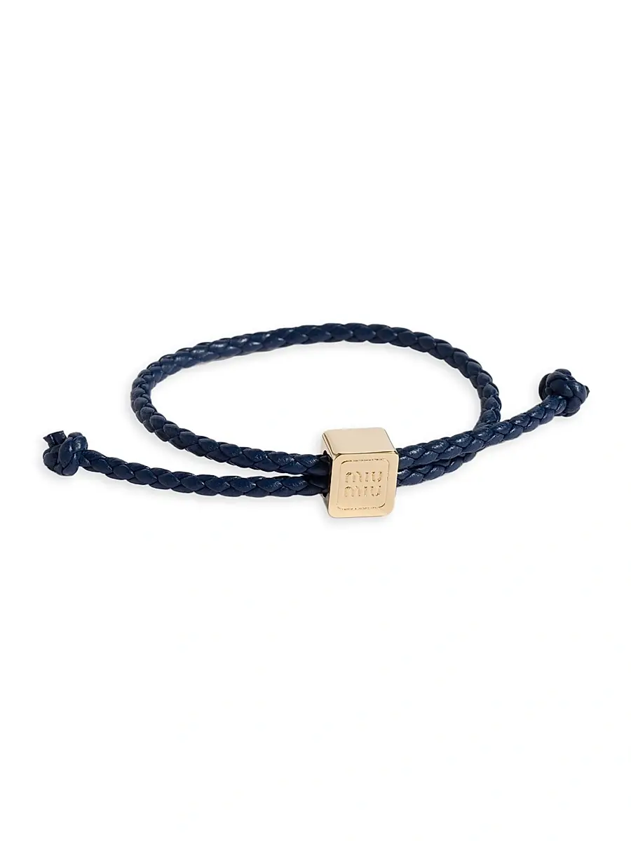 Miu Miu Women's Leather Bracelet - Dark Blue | Image 1 Miu Miu Women's Leather Bracelet - Dark Blue | Image 1
