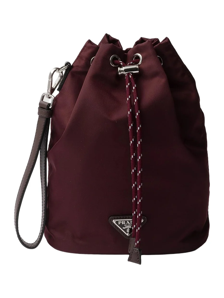 Prada Men's Speedrock Re-Nylon and Leather Pouch - Dark Red