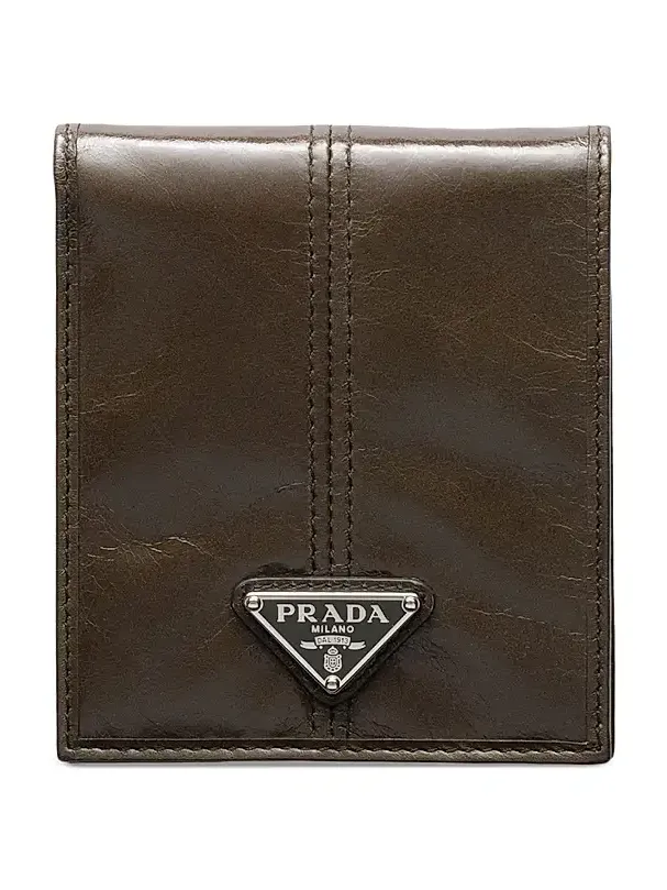 Men's Re-Nylon and Leather Wallet - Green Men's Re-Nylon and Leather Wallet - Green