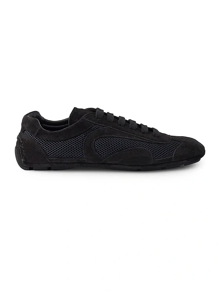 Prada Women's Montecarlo Re-Edition 2005 Suede and Mesh Sneakers - Black | Image 1 Prada Women's Montecarlo Re-Edition 2005 Suede and Mesh Sneakers - Black | Image 1