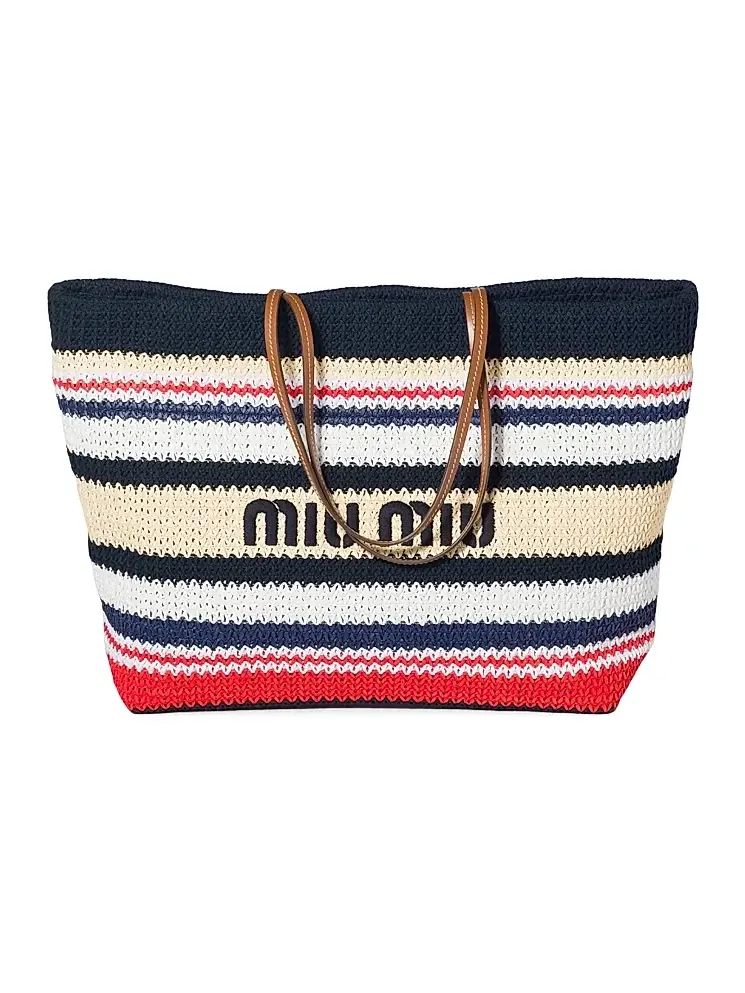 Miu Miu Women's Raffia-Effect Woven Shoulder Bag