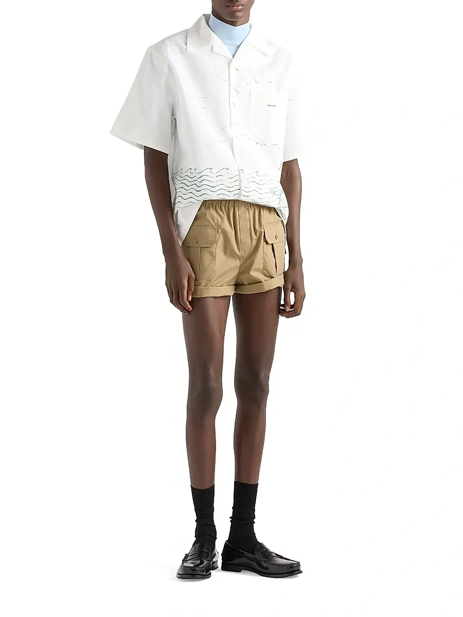 Prada Men's Cotton Poplin Bermuda Shorts - Beige Khaki | Thumbnail 5