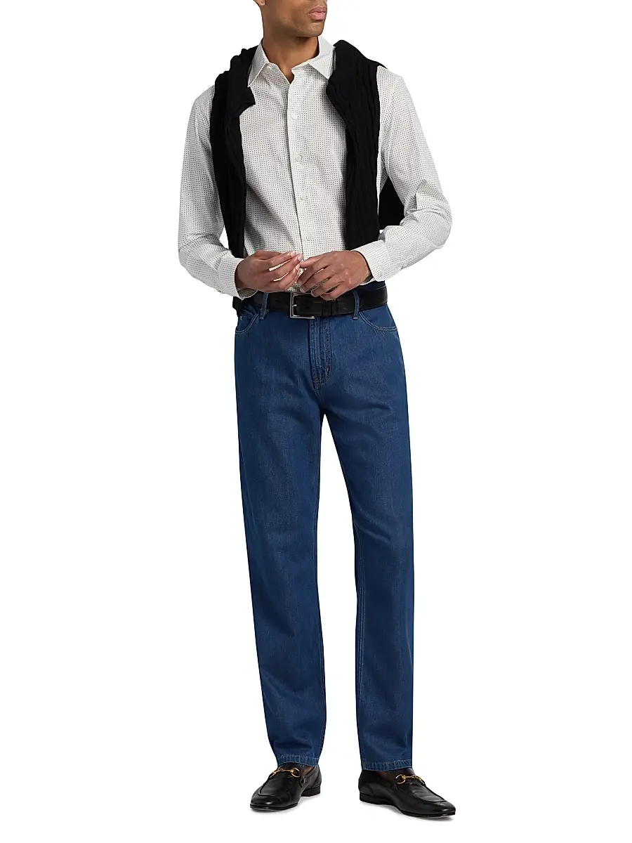 Emporio Armani Men's Micro-Dash Stretch-Cotton Jersey Shirt | Thumbnail 2 Emporio Armani Men's Micro-Dash Stretch-Cotton Jersey Shirt | Thumbnail 2