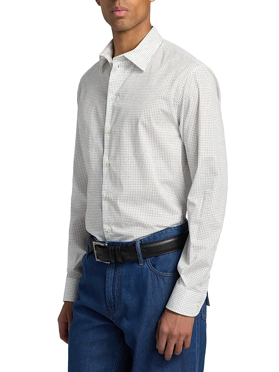 Emporio Armani Men's Micro-Dash Stretch-Cotton Jersey Shirt | Thumbnail 4 Emporio Armani Men's Micro-Dash Stretch-Cotton Jersey Shirt | Thumbnail 4