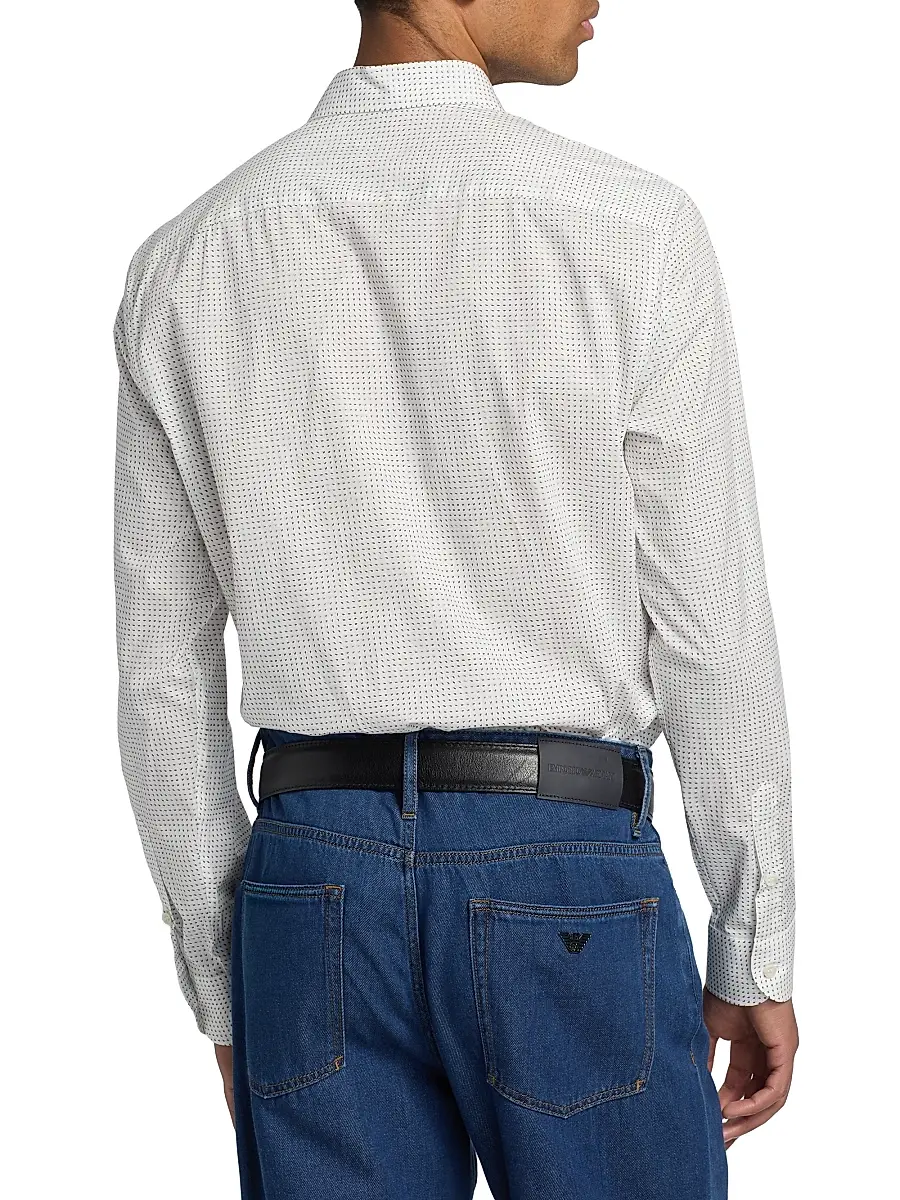 Emporio Armani Men's Micro-Dash Stretch-Cotton Jersey Shirt | Thumbnail 5 Emporio Armani Men's Micro-Dash Stretch-Cotton Jersey Shirt | Thumbnail 5