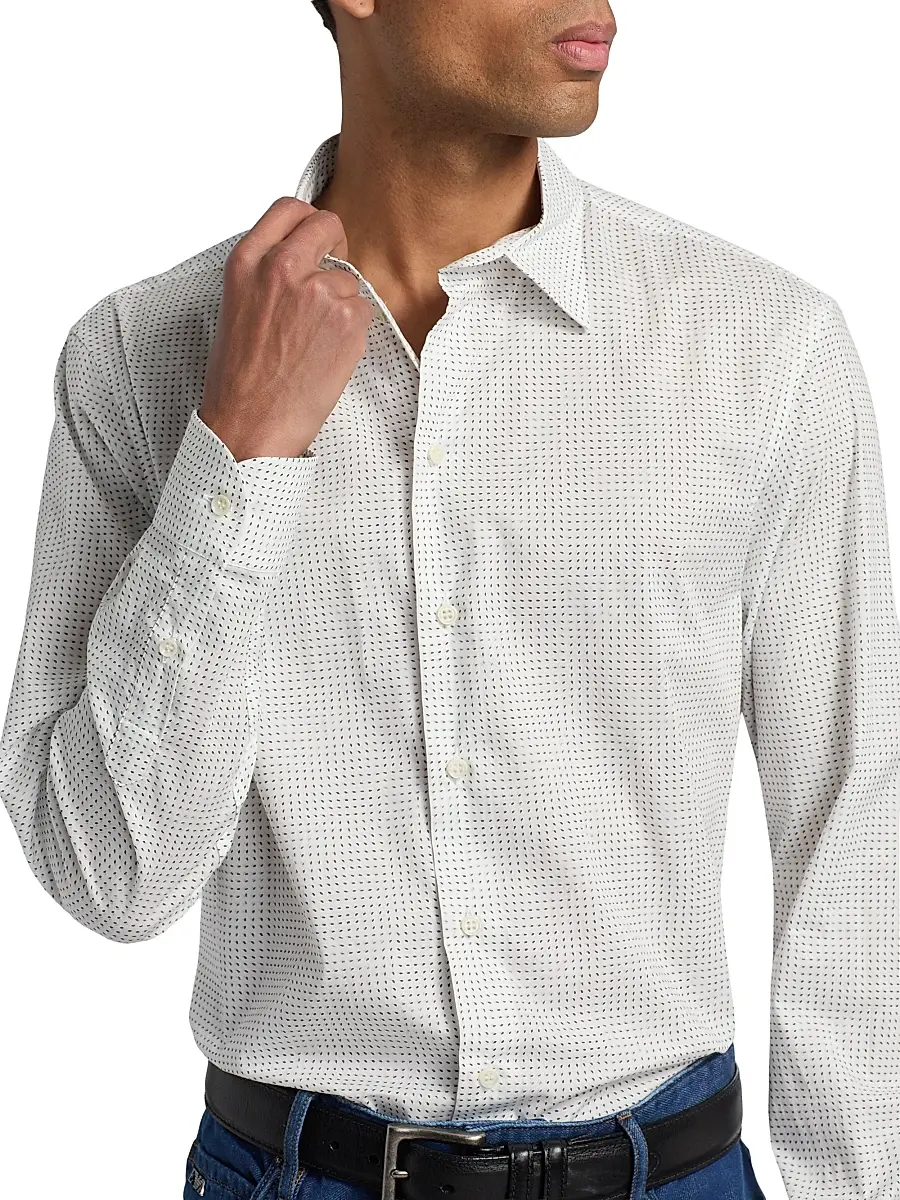 Emporio Armani Men's Micro-Dash Stretch-Cotton Jersey Shirt | Thumbnail 6 Emporio Armani Men's Micro-Dash Stretch-Cotton Jersey Shirt | Thumbnail 6