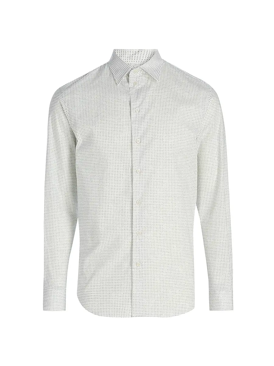 Emporio Armani Men's Micro-Dash Stretch-Cotton Jersey Shirt - White - Size XL | Image 1 Emporio Armani Men's Micro-Dash Stretch-Cotton Jersey Shirt - White - Size XL | Image 1