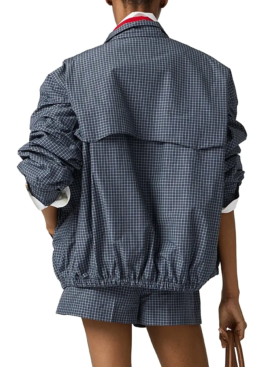 Miu Miu Women's Checked Technical Fabric Blouson Jacket | Thumbnail 3 Miu Miu Women's Checked Technical Fabric Blouson Jacket | Thumbnail 3